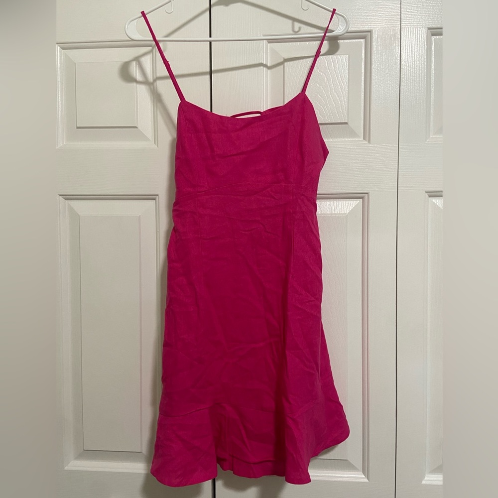 Hot Pink Fuchsia Spaghetti Strap Mini Dress